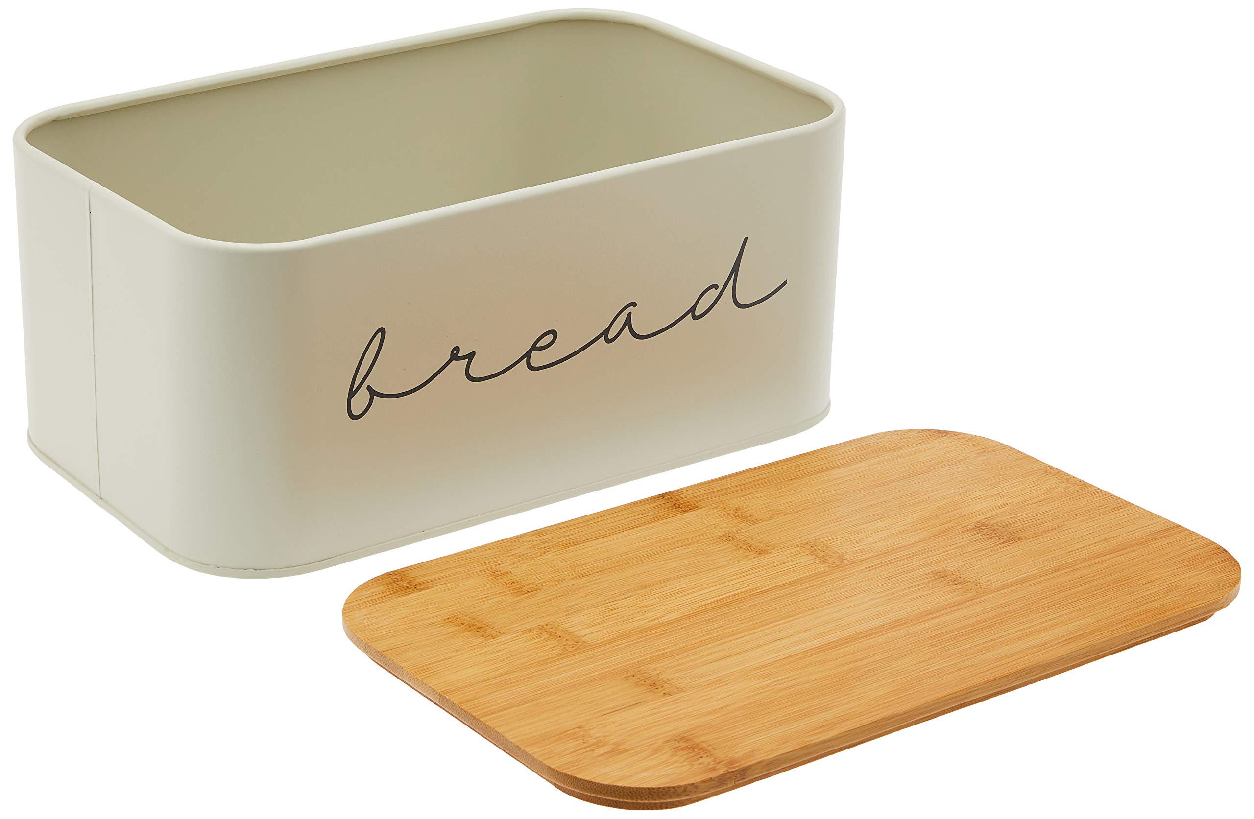 Bloomingville Metal Bread Bin With Bamboo Lid, 11.75"L x 7"H, Grey