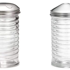 (Set of 2) Beehive Sugar Pourer and Powdered Creamer Dispenser Set, Glass with Stainless Steel Lids 12 ounce