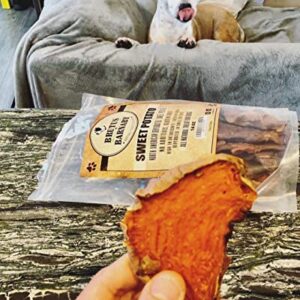 BRUTUS & BARNABY Thick Cut Sweet Potato Dog Treat Full Slices - Single Ingredient Dried Sweet Potato Dog Treats - Vegan Low Fat All Natural Dog Treats - Healthy Dog Treats with No Added Preservatives