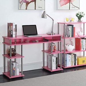 Convenience Concepts Designs2Go No Tools Student Shelves Desk, 47.25(L) x 15.75(W) x 30"(H), Pink