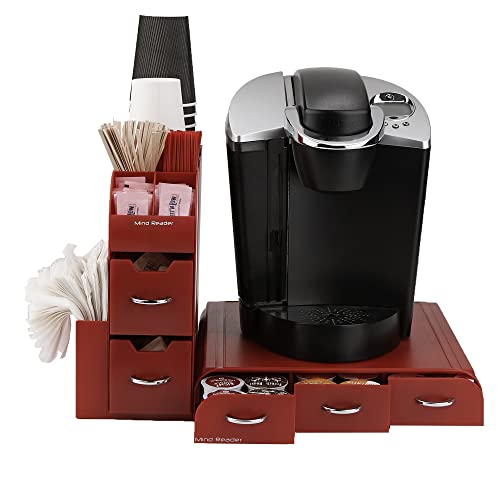 Mind Reader "Combine" 2-Piece Single Serve Coffee Pod Drawer and Condiment Organizer Station, Red