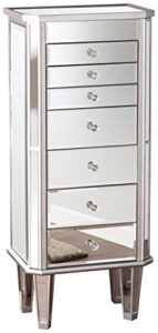 sei furniture mirrored jewelry armoire southern enterprises margaux mirroredarmoire, silver, (amz2157sj)