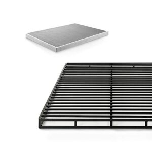 zinus quick lock metal smart box spring / 4 inch mattress foundation / strong metal structure / easy assembly, queen white