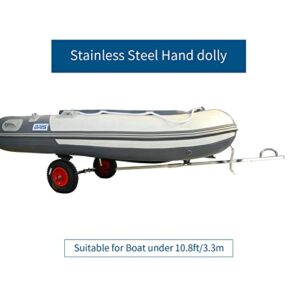 BRIS Stainless Steel Boat Launching Wheels Hand Dolly for Small Inflatable Boat Trailer