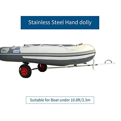 BRIS Stainless Steel Boat Launching Wheels Hand Dolly for Small Inflatable Boat Trailer