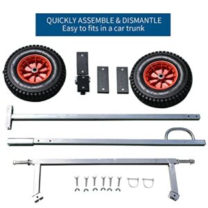 BRIS Stainless Steel Boat Launching Wheels Hand Dolly for Small Inflatable Boat Trailer