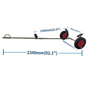 BRIS Stainless Steel Boat Launching Wheels Hand Dolly for Small Inflatable Boat Trailer