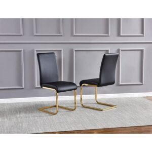 Best Master Furniture Mirage Faux Leather Parson Dining Chairs, Set of 2, Black