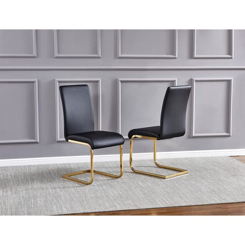 Best Master Furniture Mirage Faux Leather Parson Dining Chairs, Set of 2, Black