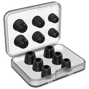 [6 pairs] earphone tips new bee 12pcs premium replacement earbud tips blocking out ambient noise memory foam earbuds inner 4.9mm for in-ear headphones with 5mm-7mm tips (black, s/m/l)