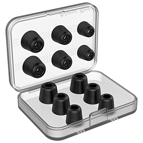 [6 Pairs] Earphone Tips New Bee 12pcs Premium Replacement Earbud Tips Blocking Out Ambient Noise Memory Foam Earbuds Inner 4.9mm for in-Ear Headphones with 5mm-7mm Tips (Black, S/M/L)