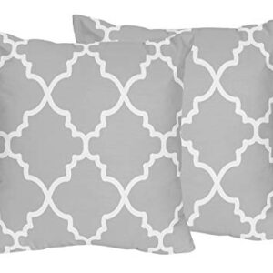 Sweet Jojo Designs Gray and White Trellis Decorative Accent Throw Pillows Set of 2