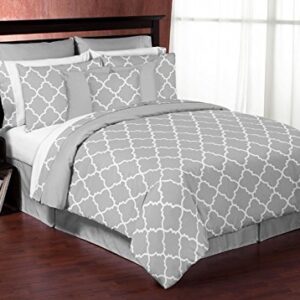 Sweet Jojo Designs Gray and White Trellis Decorative Accent Throw Pillows Set of 2