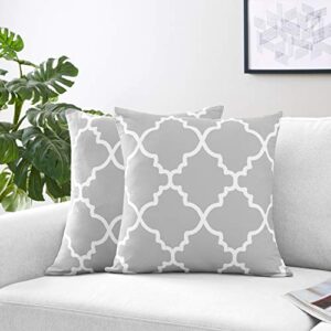Sweet Jojo Designs Gray and White Trellis Decorative Accent Throw Pillows Set of 2