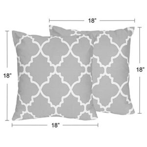 Sweet Jojo Designs Gray and White Trellis Decorative Accent Throw Pillows Set of 2