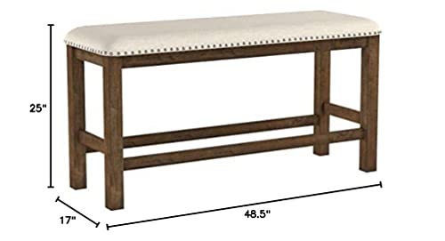 Signature Design by Ashley Morriville Counter Height Upholstered Dining Room Bench, Brown