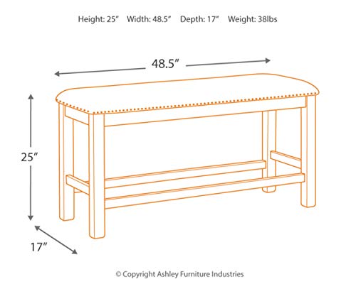 Signature Design by Ashley Morriville Counter Height Upholstered Dining Room Bench, Brown