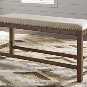 Signature Design by Ashley Morriville Counter Height Upholstered Dining Room Bench, Brown