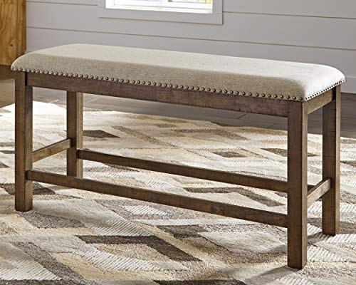 Signature Design by Ashley Morriville Counter Height Upholstered Dining Room Bench, Brown