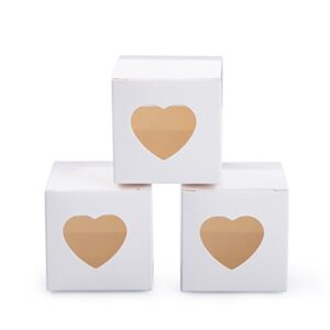 awell mini size white gift boxes 2x2x2 inch with clear plastic window for candy treat gift wrap box party favor 50pc by mowo