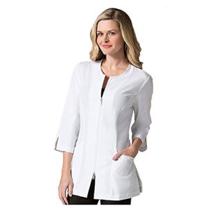 maevn smart ladies 3/4 sleeve lab jacket(white, large)