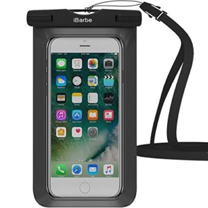 ibarbe waterproof case, universal waterproof case ipx8 waterproof pouch dry bag compatible for iphone xs max/iphone xs/iphone xr/iphone x/iphone 8 plus/7 plus 8 7 6s plus galaxy up to 6.5"-black