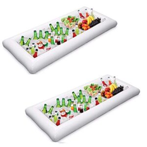 2 packs inflatable pool table serving bar - large buffet tray server with drain plug - keep your salads & beverages ice cold - for parties indoor & outdoor use