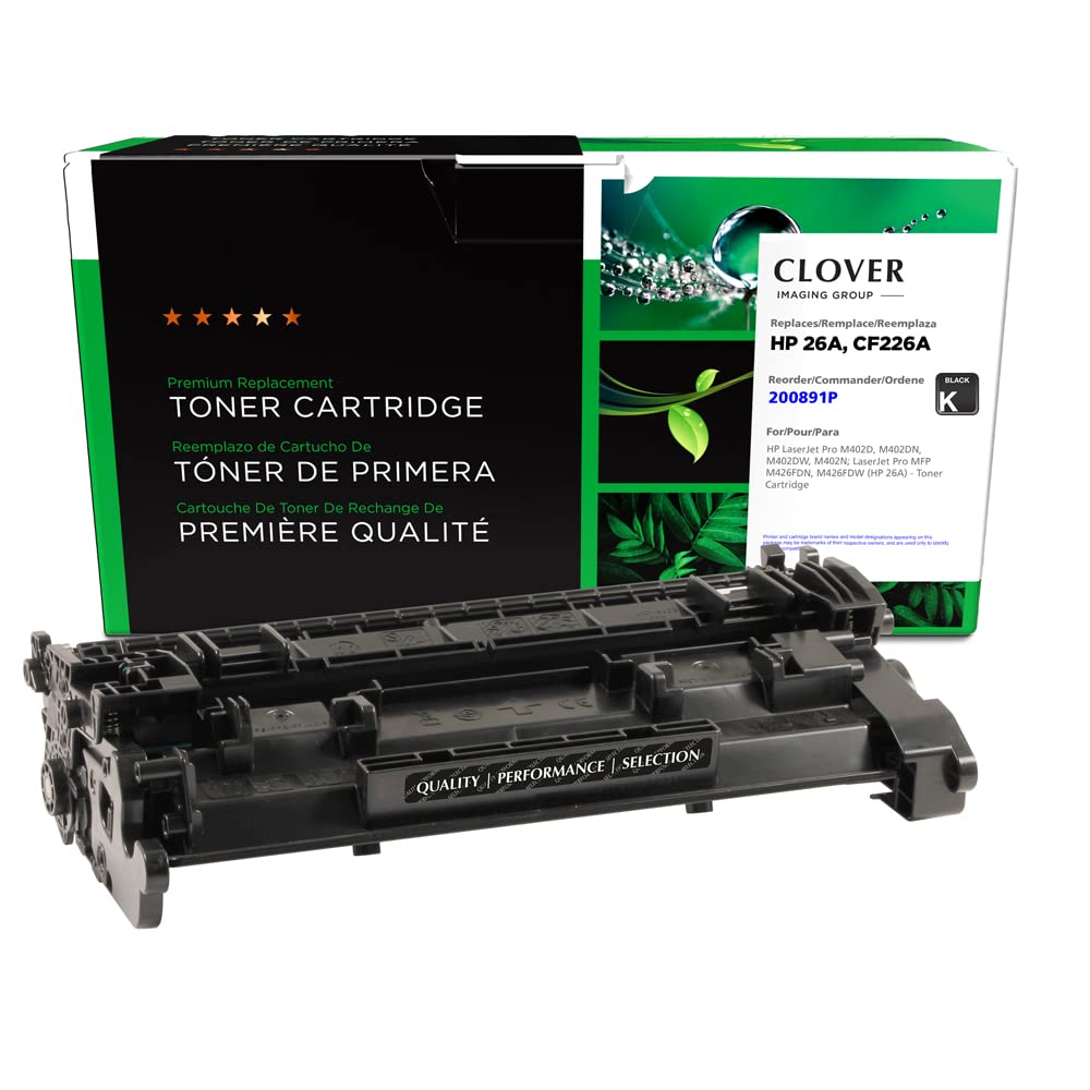 Clover Remanufactured Toner Cartridge Replacement for HP CF226A (HP 26A) | Black