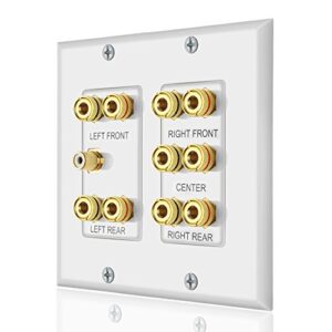 home theater 5.1 surround sound distribution wall plate 10 banana binding post coupler for 5 speakers and 1 rca for subwoofer