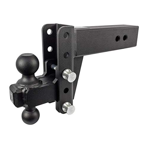 Bulletproof Hitches 3.0" Adjustable Extreme Duty (36,000lb Rating) 4" Drop/Rise Trailer Hitch with 2" and 2 5/16" Dual Ball (Black Textured Powder Coat, Solid Steel)