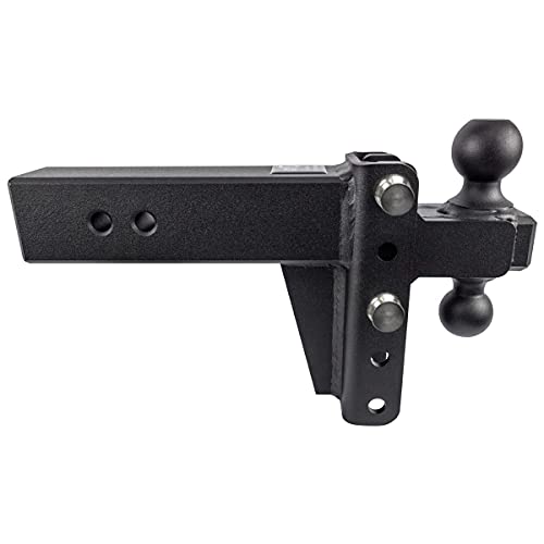 Bulletproof Hitches 3.0" Adjustable Extreme Duty (36,000lb Rating) 4" Drop/Rise Trailer Hitch with 2" and 2 5/16" Dual Ball (Black Textured Powder Coat, Solid Steel)