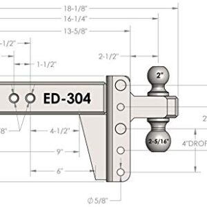 Bulletproof Hitches 3.0" Adjustable Extreme Duty (36,000lb Rating) 4" Drop/Rise Trailer Hitch with 2" and 2 5/16" Dual Ball (Black Textured Powder Coat, Solid Steel)