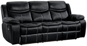 homelegance 88" manual double reclining sofa, black