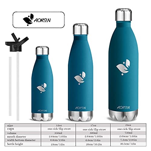 AORIN Vacuum Insulated Stainless Steel Water Bottle - 24 hrs Cooling & 12 hrs Keep Warm. Powder coating Scratch resistance Easy to clean