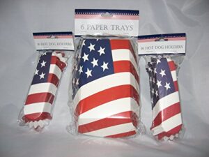 american flag paper food trays and hot dog holders bundle