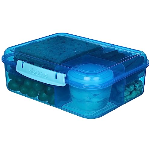 Sistema Collection Bento Lunch Box 6.9 Cup, Assorted Solid Colors/Contrasting Klips