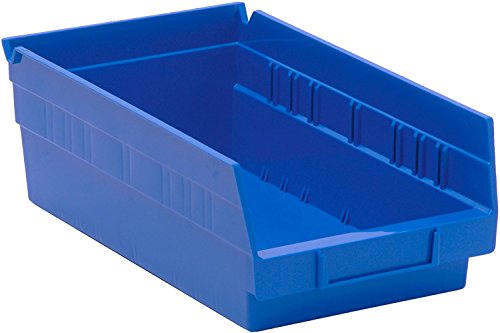 QUANTUM STORAGE SYSTEMS K-QSB102BL-10 10-Pack Plastic Shelf Bin Storage Containers, 11-5/8 inch x 6-5/8 inch x 4 inch, Blue