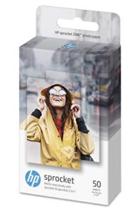hp 1de37a, 5 x 7.6 cm/2 x 3 inch, sprocket photo paper sticky-backed, 290 gsm, 50 sheets