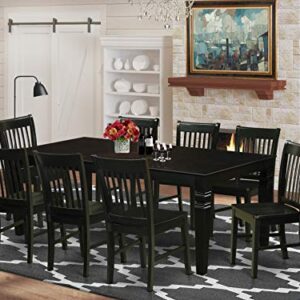 EAST WEST FURNITURE 9 Pc Dining set with a Dining Table and 8 Wood Dining Chairs in Black