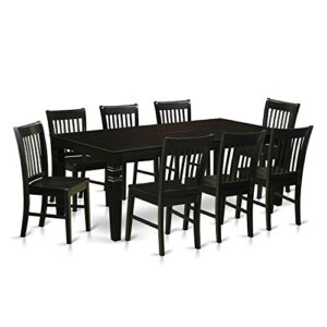 EAST WEST FURNITURE 9 Pc Dining set with a Dining Table and 8 Wood Dining Chairs in Black