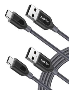 usb type c cable, anker [2-pack 6ft] powerline+ usb-c to usb-a, double-braided nylon fast charging cable, for samsung galaxy s10/ s9 / s9+ / s8 / s8+ , ipad pro 2018, macbook and more(gray)
