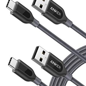 USB Type C Cable, Anker [2-Pack 6ft] Powerline+ USB-C to USB-A, Double-Braided Nylon Fast Charging Cable, for Samsung Galaxy S10/ S9 / S9+ / S8 / S8+ , iPad Pro 2018, MacBook and More(Gray)