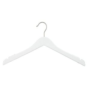 nahanco 20117hu wooden shirt hanger in low gloss white finish for home use - 17" (pack of 25)