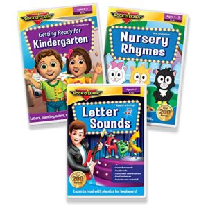 early literacy dvd collection - letter sounds phonics for beginners, getting ready for kindergarten, nursery rhymes