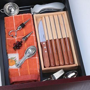 PBKay Wooden Steak Knife Set/Premium Stainless steel Knives with Rosewood Handle and Gift Box (set of 6)