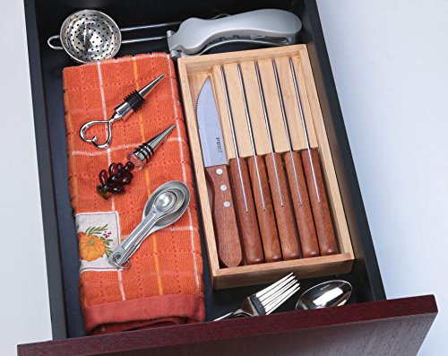 PBKay Wooden Steak Knife Set/Premium Stainless steel Knives with Rosewood Handle and Gift Box (set of 6)