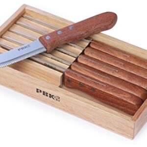 PBKay Wooden Steak Knife Set/Premium Stainless steel Knives with Rosewood Handle and Gift Box (set of 6)