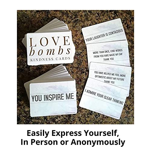 Better Me Love Bombs Kindness Cards - 111 Appreciation Cards & Encouragement Cards, Love Notes for Him & Just Because Gifts for Her, Valentines Day Gratitude Gifts