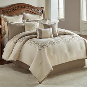 riverbrook home 100% polyester comforter set, king, hillcrest - ivory/gold, 10 piece set