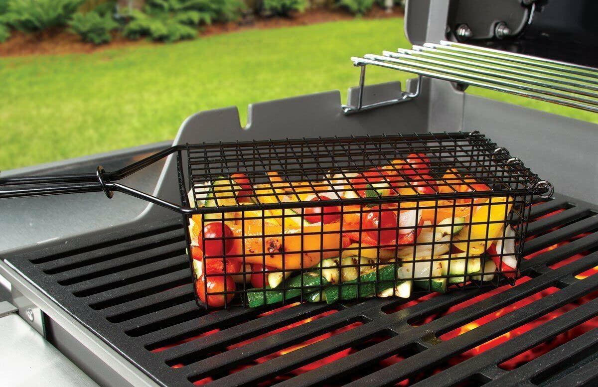 Corona BBQ Charcoal Grill Accessories - Grilling Basket with Locking Grill Handle For Veggetables, Chicken, Meats And Fish for Outdoor/ Indoor BBQ Set Tools